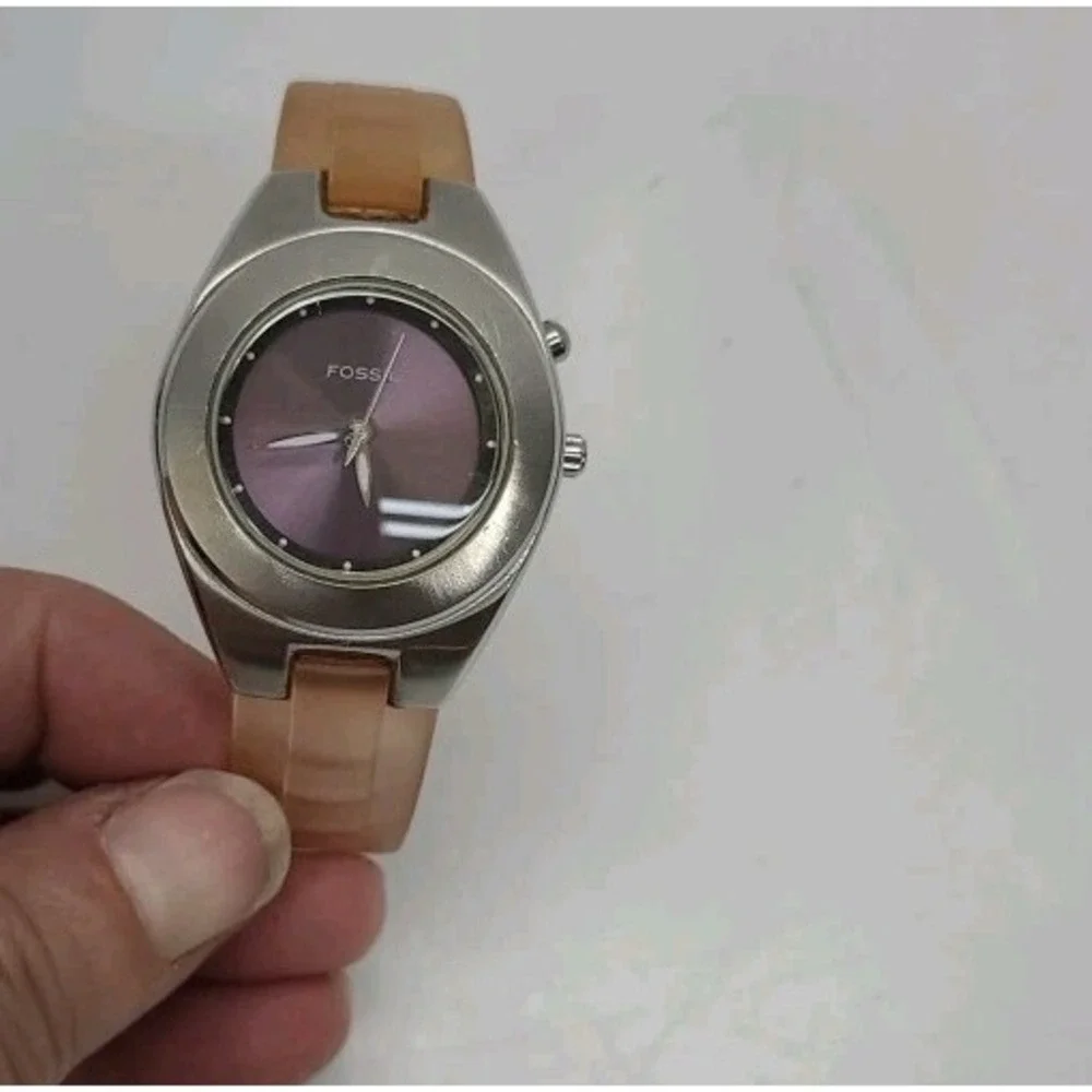 Vintage Fossil Blue AM 3609 Color Changing Dial Purple Green‎ New Battery Works